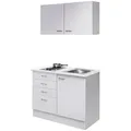Produktbild: FlexWell Miniküche, Weiß, Kunststoff, 3 Schubladen, einmalig seitenverkehrt montierbar, nur wie online abgebildet bestellbar, 100 cm, Made in Germany, Zusatzausstattung erhältlich, links aufbaubar, rechts aufbaubar, Küchen, Miniküchen