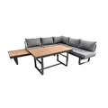 Produktbild: Green Spirit - Gartenlounge-Set Piazza - Grau, Aluminium, Tisch und Sitzbank höhenverstellbar, Wetterfest, Gartenmöbel-Set mit 2 Sofas & Tisch, Eck-Lounge für Garten, Terrasse & Outdoor