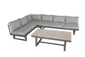 Produktbild: Green Spirit Loungeset Piazza Lounge-Set höhenverstellbar 6 Personen Sitzgruppe Gartenmöbel, (Set, 3-tlg., 2x 3-Sitzer Bank inkl. Sitz- und Rückenkissen, 1x Tisch), Aluminium, grau, für 6 Personen, wetterfest, Garten, Terrasse, Outdoor