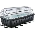 Produktbild: EXIT Black Leather Optic Pool 540x250x122cm mit Abdeckung und Sandpumpe - schwarz