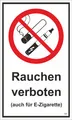 Produktbild: Rauchen verboten ( auch für E-Zigarette ) 250 x 150 mm Warn- Hinweis- und Verbot
