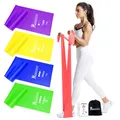 Produktbild: RENRANRING 4er Fitnessbänder, 1.5m Gymnastikband mit 4 Widerstandsstufen, Fitnessband mit Tragasche & Übungsanleitung,ideal für Yoga, Pilates Crossfit, Muskelaufbau