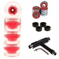 Produktbild: FunTomia 4 Stück (LED) Longboard/Skateboard Rollen (Big Wheels) in 70x51mm 80A inkl. ABEC-9 Kugellager und Metall Spacer 80A Rollenhärte + T-Tool