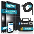 Produktbild: SUNNIVA® 900W Balkonkraftwerk 800W komplett Steckdose - Astro Energy 800W Wechselrichter - PV Solaranlage Komplettset - 2x 450W Solarmodule - inkl. 5m Kabel - Bluetooth WIFI