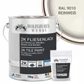 Produktbild: 2K Fliesenlack Fliesenfarbe Wand Bodenfliesen W712 Reinweiss RAL 9010 - 10Kg