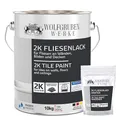 Produktbild: WO-WE 2K Fliesenlack – Fliesenfarbe für Küche, Badezimmer, Wand- & Bodenfliesen – Reinweiss ähnl. RAL 9010-10Kg