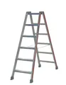 Produktbild: Hymer Stufenstehleiter 2x4 Stufe Trittleiter beidseitig begehbar eloxierte Holme