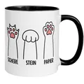 Produktbild: Tasse Katze – „Schere - Stein - Papier“ – lustiger Katzen Geschenk Becher