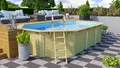 Produktbild: CHILLROI | Achteckiger Massivholz Pool länglich, 358 x 569 x 124 cm, Modell 4 | Inkl. Zubehör und Pool Leitern