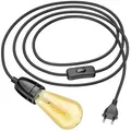 Produktbild: ledscom.de Textilkabel LEHA II mit Stecker, Schalter und E27 Porzellan-Fassung, schwarz, 3 m, inkl. E27 Lampe Vintage gold extra-warmweiß