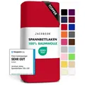 Produktbild: Jacobson Spannbettlaken TOPPER aus 100% Baumwolle, Jersey Bettlaken 160 g/m2, Spannbetttuch mit Gummizug, OEKO-TEX®, pflegeleicht, viele Farben rot 180 - 200 cm x 200 cm