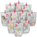 Produktbild: Papierdrachen Extravaganter Adventskalender 2025 zum Befüllen - mit 24 türkis bedruckten Geschenktüten und 24 Zahlenaufklebern - Motiv Meerjungfrau - zum Basteln und Verschenken - Weihnachten & Advent