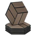 Produktbild: Homestyle4u 5 Stück Hexagon Akustikplatten 30x26x2 cm Braun Wandpaneele Schallschutz Wandpaneele Wanddeko Schallabsorber
