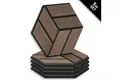 Produktbild: Homestyle4u Wandpaneel je 30x26 Hexagon Akustikpaneele Holz Schallschutz Filz Wand modern, (5er Set, 5-tlg., 5 Akustikpaneele) 3D Akustik Paneel Wandpaneel in Walnuss zum Kleben oder Bohren