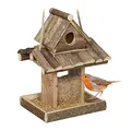 Produktbild: Relaxdays Vogelfutterhaus Holz, zum Aufhängen, Garten, Vogelfutterspender Kleinvögel, HxBxT 25 x 17,5 x 16 cm, Natur