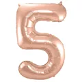 Produktbild: XL Folienballon Zahl 5 in rose-gold, 86 cm, 1 Stück, Helium Ballon (unbefüllt)