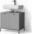 Produktbild: Livinity Waschtischunterschrank ATERNO, 70 x 63 cm mit Türen, Grau/Grau