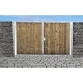Produktbild: Einfahrtstor Ss Tor Verzinkt mit Pfosten & Holzfüllung 2-flügelig 250cm x 180cm - Silber