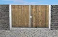 Produktbild: Einfahrtstor Ss Tor Holztor Gartentor Hoftor Verzinkt mit Pfosten & Holzfüllung Senkrecht 2-flügelig 250cm x 180cm
