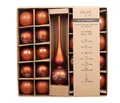 Produktbild: Weihnachtskugeln Glas 5-6cm mit Spitze 19er Set - Glitzer Motiv - Christbaumkugeln Weihnachtsbaumkugeln und Christbaumspitze - Christbaumschmuck & Weihnachtsbaumschmuck - Warm Terracotta