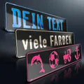 Produktbild: 1 Funschild geprägt | Schwarz Glitter Wunschtext | Fun Kennzeichen Namensschild