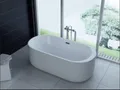 Produktbild: PureHaven freistehende Acryl-Badewanne 170x80 cm elegant inkl. Siphon Überlaufschutz leicht zu pflegende Oberfläche extra starker Rahmen Schwarz/Weiß