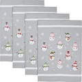 Produktbild: Erwin Müller Geschirrtuch 4er-Pack Baumwolle Schneemänner Größe 50x70 cm