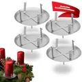 Produktbild: WIKAKERZEN Kerzenhalter Adventskranz – stabil & ohne Dorn – 4er Set in Silber | Adventskerzenhalter für LED & Wachskerzen | Kerzenstecker für Ø 6 cm Kerze