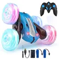 Produktbild: Rodzon Ferngesteuertes Auto 3 4 5 6 7 8 9 Jahre Spiele LED Blinken RC Auto Spielzeug Jungen Weihnachten Geburtstags Geschenke Kinder Toy 360° Flip Car Indoor Outdoor Draußen Sand Strand Garten (Blau)