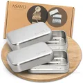 Produktbild: ASAVO 2 x Seifendose, Metall, Aluminum, mit herausnehmbaren Abropfgitter, rostfrei, Seifenschale zum Reisen, Seifenbox, Seifenbehälter, Blechdose, Metalldose, 2 Stück