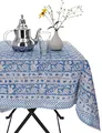 Produktbild: GURU SHOP Handbedruckte Tischdecke, Tischläufer Blockdruck, Boho Tischdecke 220x160 cm - Modell 5, Blau, Baumwolle, Tischläufer, Tischdecken
