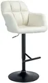 Produktbild: CLP Barhocker Natoma Stoff I 360° Drehbar, Metallgestell Höhenverstellbar Mit Fußstütze I Thekenhocker Für Bar Mit Gepolsterte Sitzfläche, Farbe:Creme, Material Gestell:Metall matt schwarz