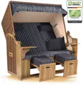 Produktbild: Strandkorb Ostsee 2,5-Sitzer 150cm breit in Beige Anthrazit Blau Braun Weiß Gestreift Montiert ideal für Balkon, Terrasse oder Garten