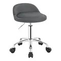 Produktbild: WOLTU Rollhocker mit niedriger Rückenlehne, Bürohocker mit Rollen, Drehstuhl höhenverstellbar, Arbeitshocker Dunkelgrau für Massage Salon Samt