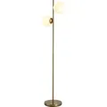 Produktbild: HOMCOM Stehlampe Stehleuchte Standleuchte 2-teiliger Glas-Lampenschirm, Stahl+Glas, 39 x 28 x 165cm (Golden+Weiß) - Gold