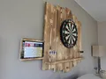 Produktbild: WDS Dartscheibe WOODEN Dartboard Surround, (Premium Dart-Wandschutz, Burned Look (Geflammt) oder Color Design), Optionaler Tablet-Halter