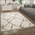 Produktbild: Paco Home - Hochflor Teppich Wohnzimmer Shaggy Skandinavisch Fransen Flauschig Modern 60x100 cm, Creme 2