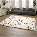 Produktbild: Paco Home Hochflor Teppich Wohnzimmer Shaggy Skandinavisch Fransen Flauschig Modern Langflor, Grösse:60x100 cm, Farbe:Creme 2