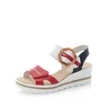 Produktbild: Rieker Damen Keilsandalen 67476, Frauen Sandalen,Sommerschuhe,Freizeitschuhe,offene Schuhe,Strandschuhe,rot Kombi (33),41 EU / 7.5 UK