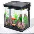 Produktbild: Nobleza - Nano-Fischtank-Aquarium mit LED-Leuchten & Filtersystem, tropischeAquarien, 14 Liter, Schwarz