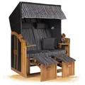 Produktbild: Strandkorb Hanse Strandkorb Ostsee XXL Volllieger Anthrazit - 2-Sitzer 120cm breit, ideal für Garten, Terrasse und Balkon (Blau Braun Weiß Gestreift, Zerlegt)