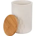 Produktbild: WENKO Aufbewahrungsdose 0,9 L Vorratsdose Deckel Bambus Keramik Dose Weiß Braun - Weiß