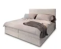 Produktbild: Masseno Boxspringbett PISA 140x200 cm Komplett-Set mit Matratze und Topper, Polsterbett mit Zwei Bettkästen -Creme, TILIA 03