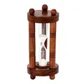 Produktbild: NKlaus Nautische Sanduhr 3 Säulen Holz 3min. 10,5x5cm Zeitmesser Maritime Dekoration 14981