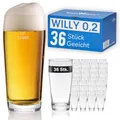Produktbild: Van Well Willibecher 0,2l 36er Set - Premium Biergläser 0,2 Liter - Robustes Bierglas, Spülmaschinengeeignet, Geeicht - Pint Gläser in Gastronomiequalität - Trinkglas 200 ml für Gastronmie und Zuhause