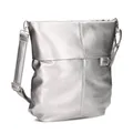 Produktbild: Zwei Damen Handtasche Mademoiselle.M M12 Umhängetasche 7 Liter Crossbody Bag, Schultertasche in DIN-A4-Größe, Schlüsselring, Geheimfach, inkl. extra kurzen abnehmbaren Schultergurt (silver)