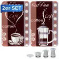 Produktbild: WENKO 2er Set Herd Glas Platten Abdeckung KAFFEEDUFT Schneide Bretter Küchen