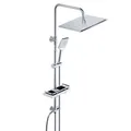 Produktbild: JOHO Regendusche Duschsystem ohne Duscharmatur Chrom Duschset mit Ablage, Duschkopf, Duschstange, Duschschlauch, Kopfbrause 35*25cm