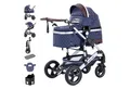 Produktbild: Daliya® Kombi-Kinderwagen BAMBIMO 2in1 Kinderwagen & Buggy, Babywanne und Sportsitz, Alu-Rahmen, (Grundausstattung für Babys, 9-tlg), Großer Einkaufskorb, Federung, weiche Matratze, Belüftungssystem