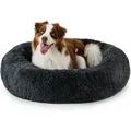 Produktbild: Lionto - Hundebett aus Plüsch in Donut-Form, 100 cm Durchmesser, dunkelgrau